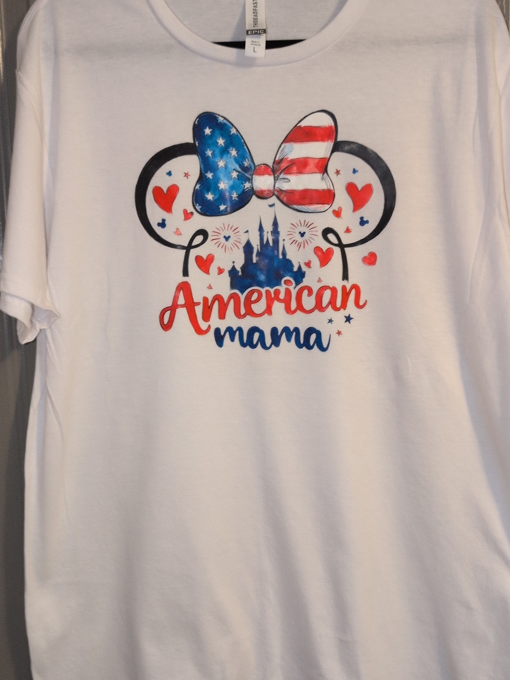 White "American Mama" Patriotic Graphic Tee